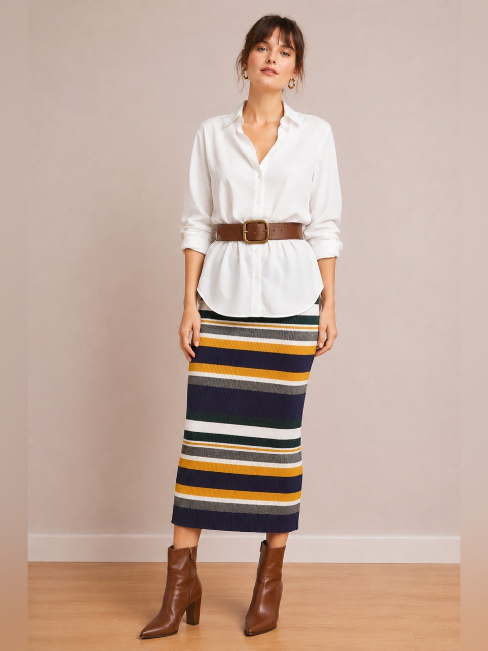 Anthropologie Callahan Greenwich Striped Knit Midi Skirt | Size Small